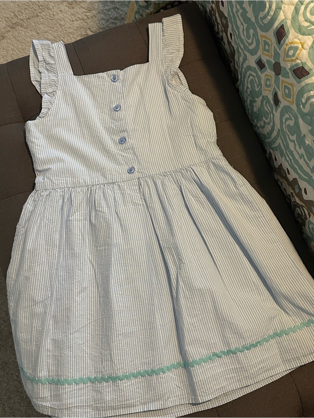Gymboree Girls Blue Striped Daisy Applique Dress - Picture 2 of 3